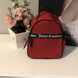 Juicy Couture ~ Red And Black Medium Backpack Travel Bag Purse~